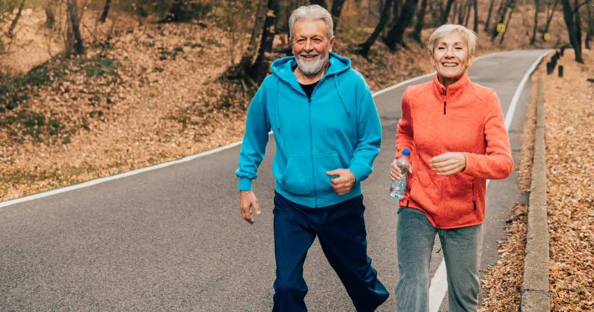 an older couple walking
